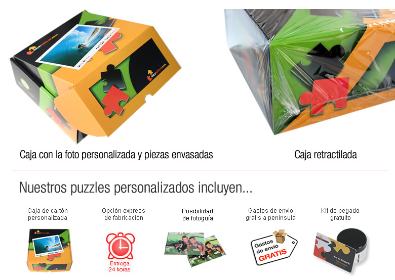 Caja personalizada y piezas embolsadas.