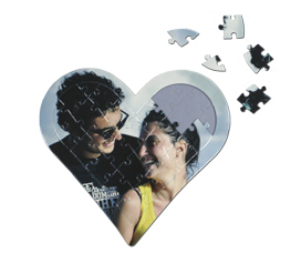 Detalle de Puzzle con tu foto con forma de corazón de 27 piezas